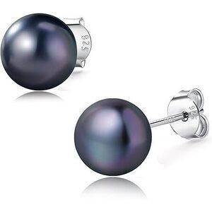 Pearl Earrings For Women, 925 Sterling Silver Hypoallergenic Stud, Saltwater